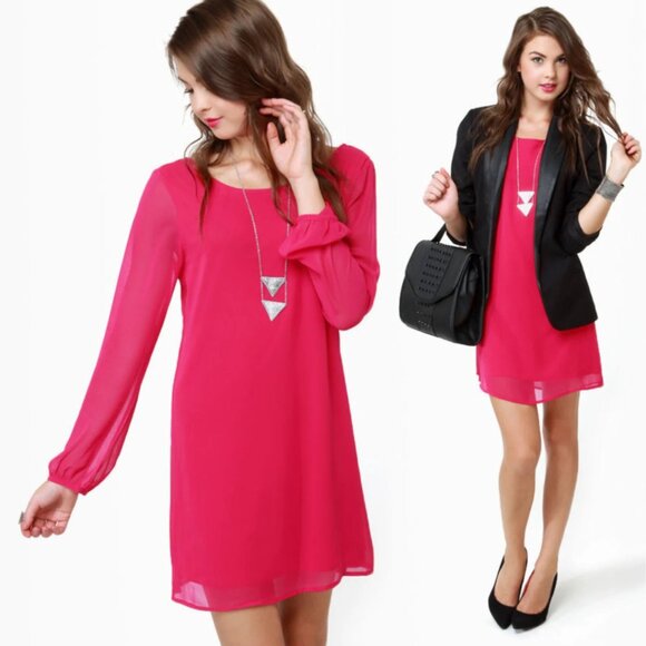 RED Vintage Honey Punch Chiffon Shift Dress, Size Small - Picture 4 of 4